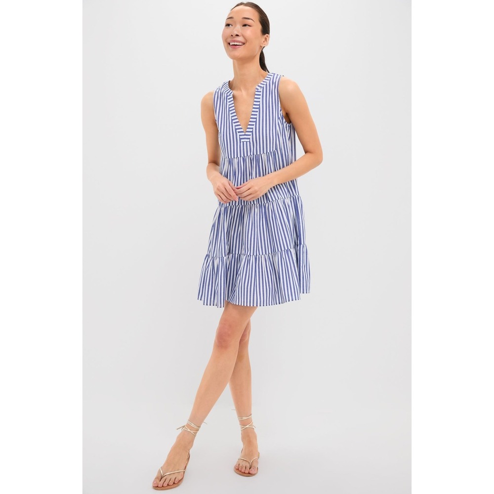Pomander Place Tuckernuck Blue White Stripe Cotton Poplin Kenzo Dress Size Small